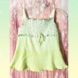 Great Escape Girls Green Ombré Cotton Gauze Tank Top Smocked Bodice Medium 10/12